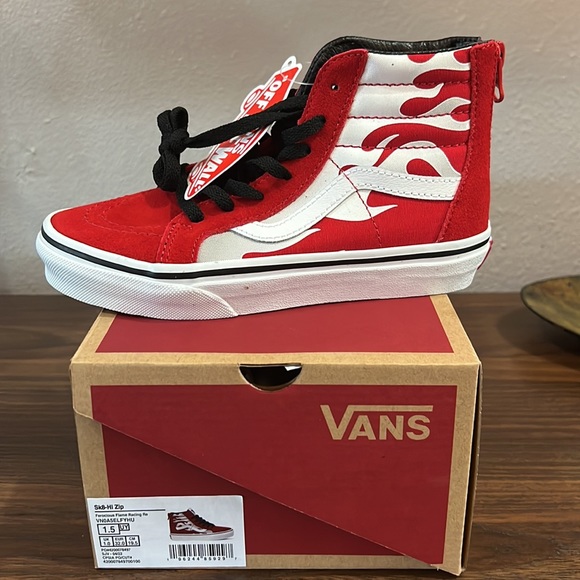 Vans Shoes | Kids Vans Sk8-Hi Zip Ferocious Flame Racing | Color: Red/White 1.5 - Picture 4 of 6